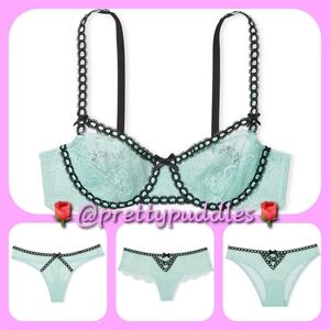 💙 4pc VS Dream Angels Heritage Ribbon Slot Bra & 3 Panties Set 💙